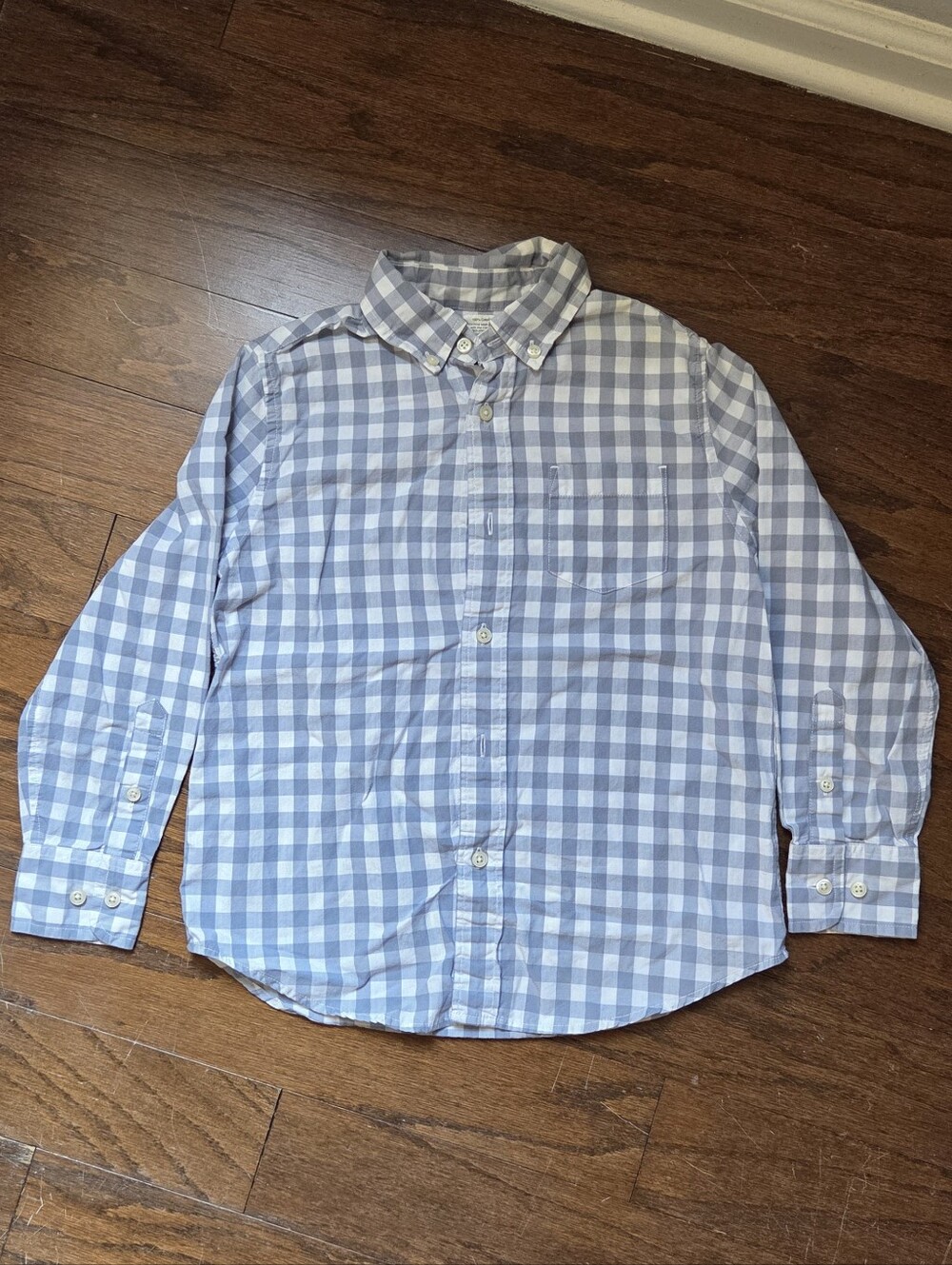 Crewcuts Kids Blue and White Gingham Button-Down Shirt Size 6-7